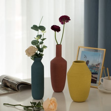 Uniquewise 8" H Decorative Ceramic Jug Vase, Modern Style Centerpiece Table Vase, Yellow QI004348.YL